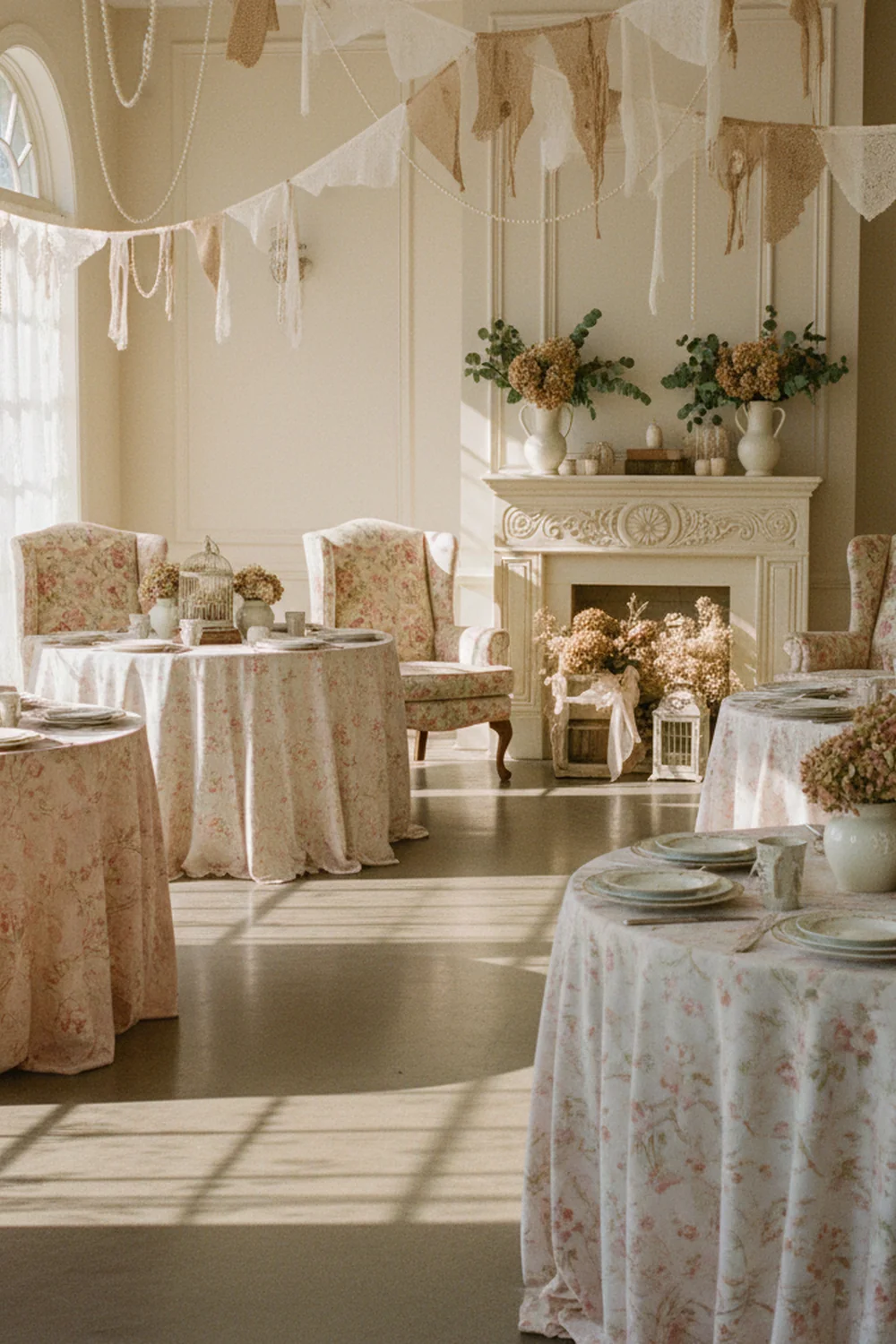vintage shabby chic baby shower — build a blush, dusty rose, and cream color palette as your foundation